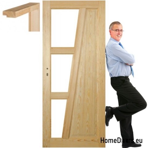 Raw wooden doors with frame STOLGEN TK4 60/70/80/90
