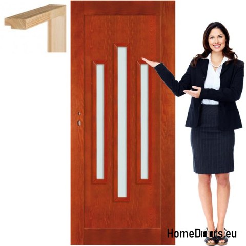 Wooden doors with frame glass colored ST3 80