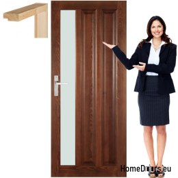 Drzwi drewniane ościeżnica kolorowe szyba OM4 90