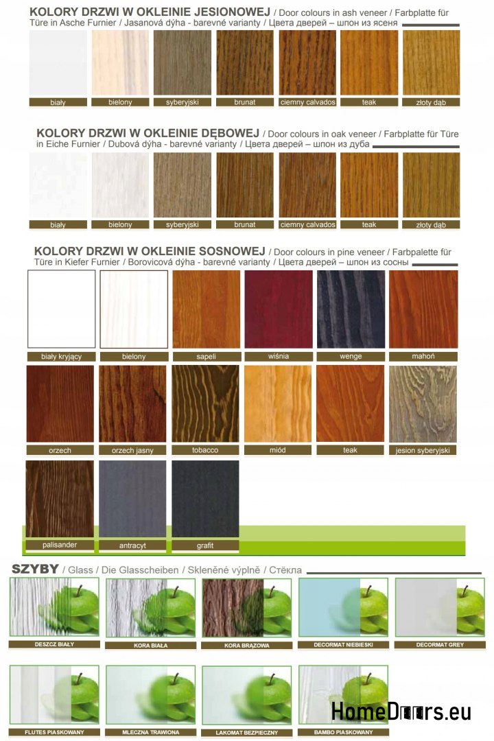 Wooden doors with glass frame color MG23 90
