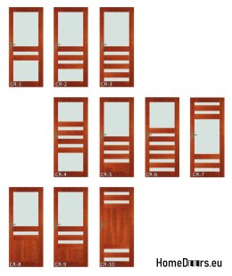 Wooden doors with glass frame lacquer CR1 80