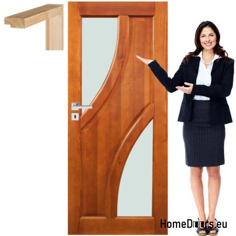 Wooden door with frame color glass BG3 80