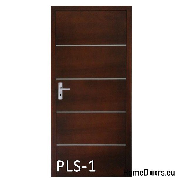 Wooden door with frame and handle PLS4 60 LP