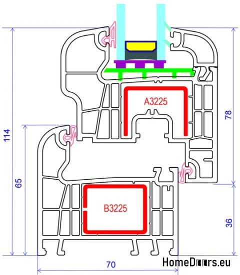 Okna MAHOŃ PCV RU/U poziom 1000x1000mm ciepłe
