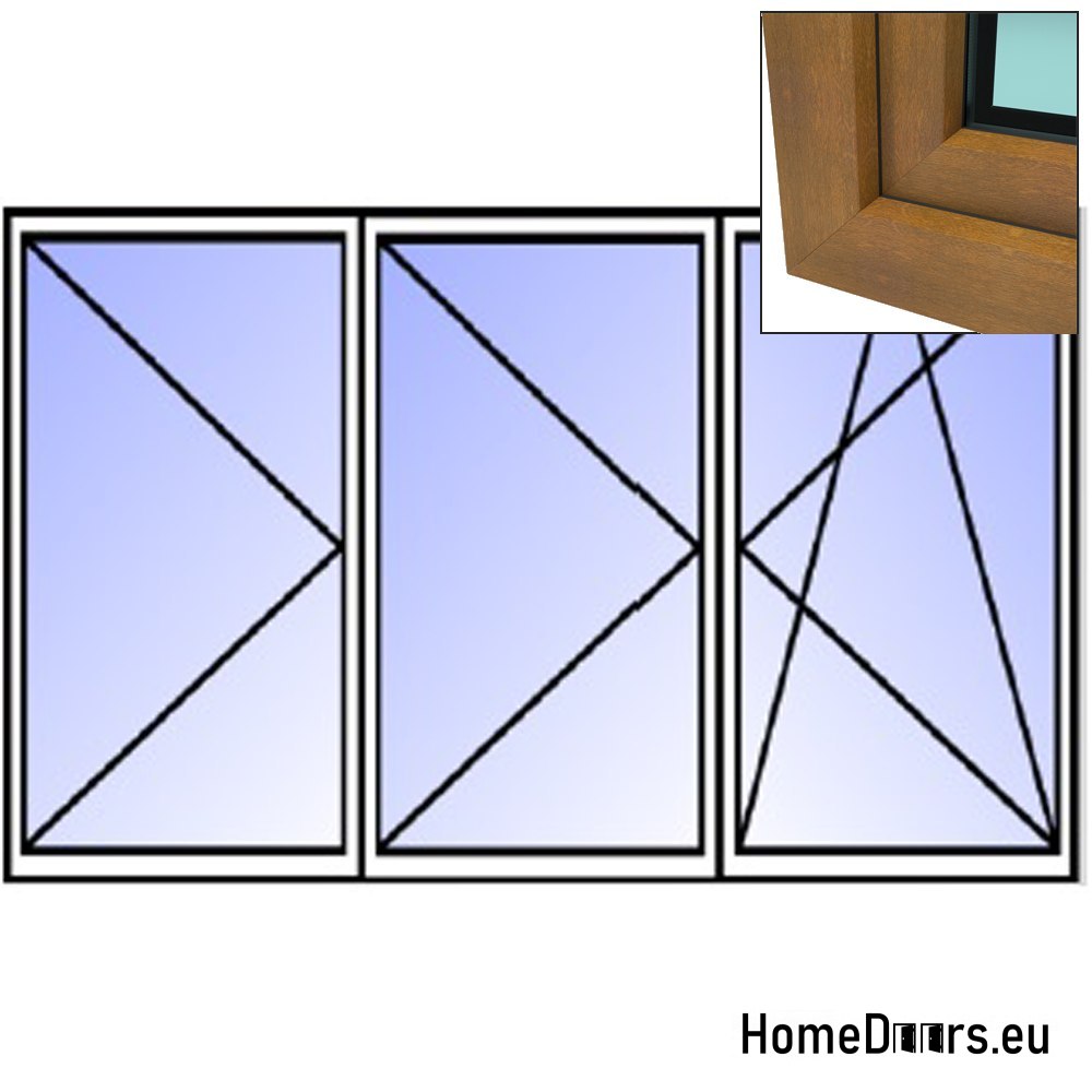 Okno okna KOLOR PCV 3-skrzydłowe R/R/RU 2065x1435m