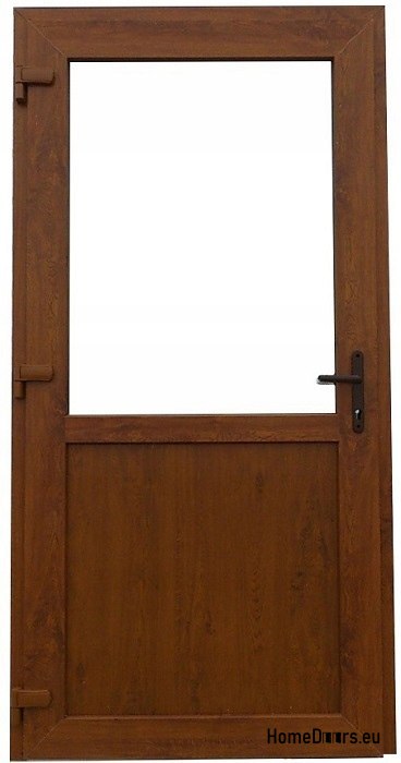 Exterior PVC shop doors 90/210 golden oak