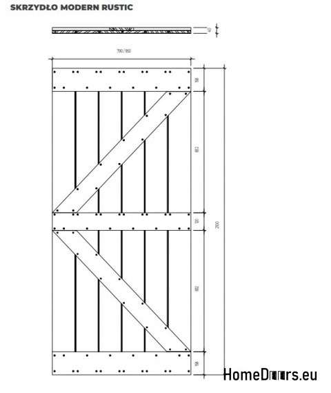 DRZWI PRZESUWNE MODERN RUSTIC K DĄB CRACK 90