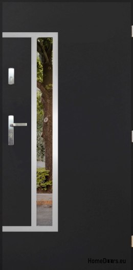 Exterior door with mirror W-8 INOX 70/80/90/100