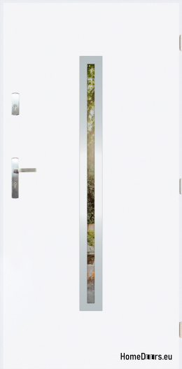 Außentür mit Spiegel W-12 INOX 70/80/90/100