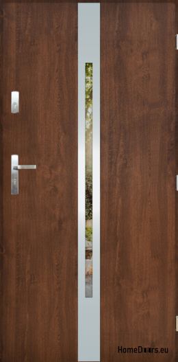 Exterior door with mirror W-13 INOX 70/80/90/100