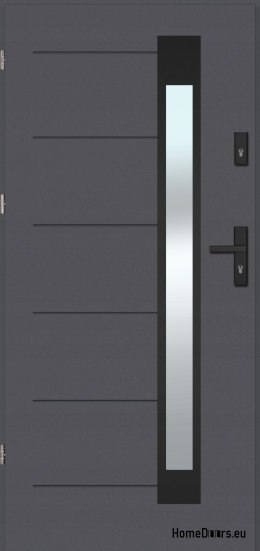 Drzwi zewnętrzne HANOVER NERO z lustrem, GRUBE ciepłe 72mm, OD RĘKI, 90 L