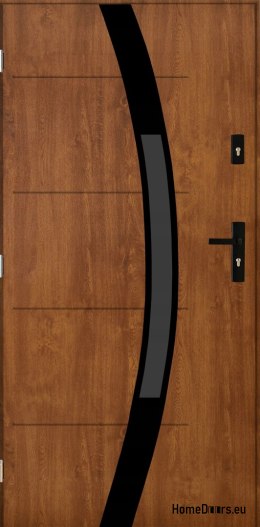 Drzwi zewnętrzne Sofia 05 black złoty dąb 90 LEWE