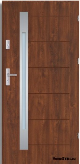 Drzwi zewnętrzne TULUZA GRUBE ciepłe 72mm, OD RĘKI, 90 P, ORZECH