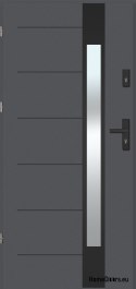 Drzwi zewnętrzne LOZANNA NERO z lustrem, GRUBE ciepłe 72mm, OD RĘKI, 90 L