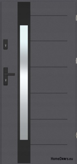 Drzwi zewnętrzne LOZANNA NERO z lustrem, GRUBE ciepłe 72mm, OD RĘKI, 90 P