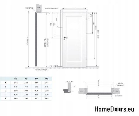 Drzwi Wewnętrzne Ramowe Disano WC 60 Premium Kolory