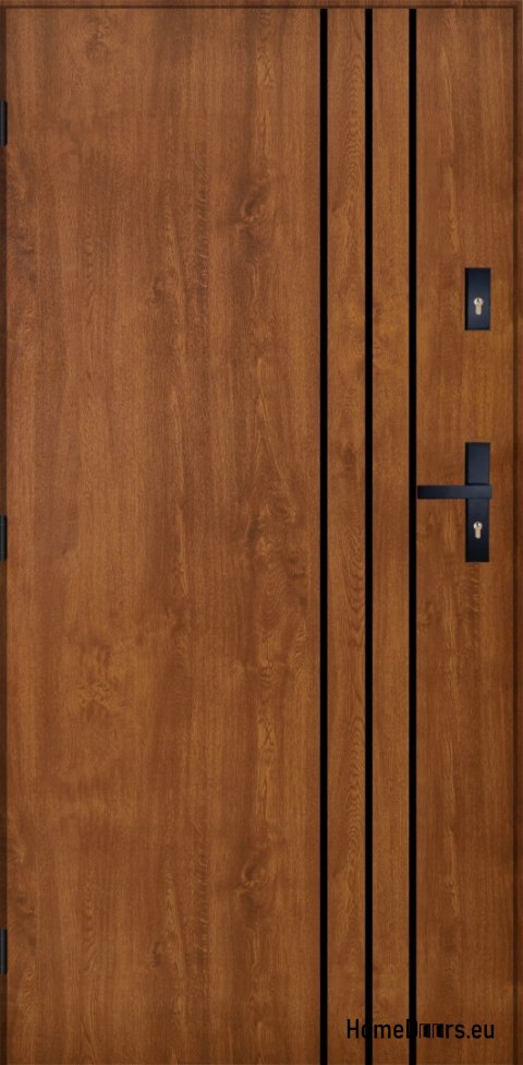 Drzwi Zewnętrzne PANTOR HURON Lewe 90 Złoty Dąb Grube 72mm Ciepłe