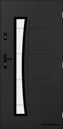 Drzwi zewnętrzne mocne z szybką 55mm POP 02 80 prawe antracyt