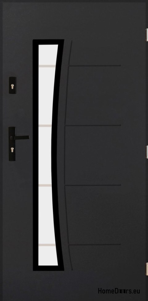 Drzwi zewnętrzne mocne z szybką 55mm POP 02 80 prawe antracyt