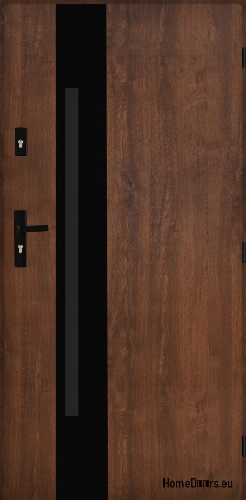 Drzwi zewnętrzne polskie stalowe 55mm Tango 04 90 prawe orzech