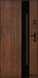 Drzwi zewnętrzne polskie stalowe 55mm Tango 04 90 lewe orzech