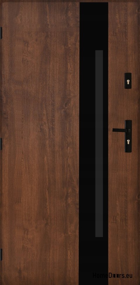 Drzwi zewnętrzne polskie stalowe 55mm Tango 04 90 lewe orzech