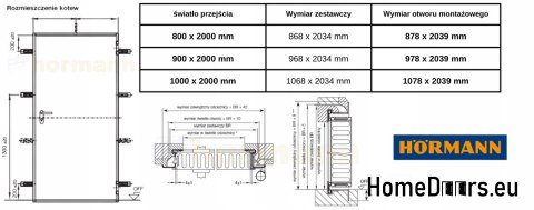 Drzwi Przeciwpożarowe EI30 Hörmann Antracyt RAL7016 100cm 1000x2000,OD RĘKI
