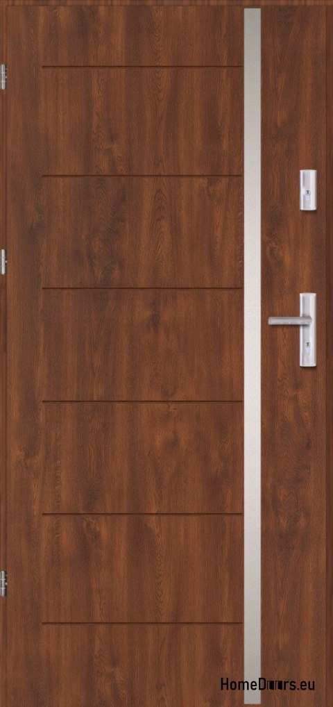 Drzwi zewnętrzne CENTO z ramką inox GRUBE ciepłe 70mm OD RĘKI 90 L orzech