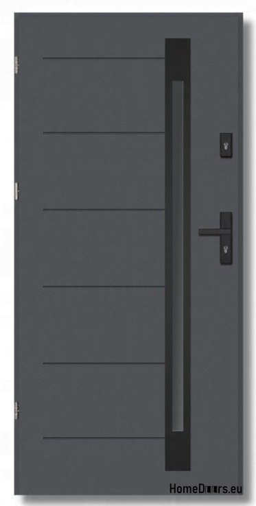 Drzwi zewnętrzne stalowe NARVIK BLACK 56 mm, OD RĘKI, 90 L antracyt