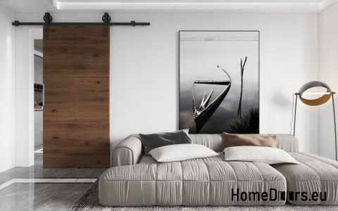 Drzwi przesuwne 80 naścienne ALFA LOFT A 04 Orzech 85 + system przesuwny