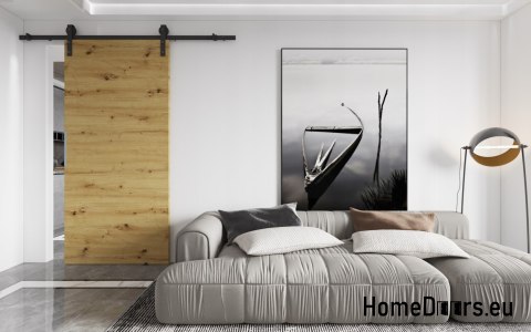 Drzwi przesuwne 80 naścienne ALFA LOFT P 01 Dąb Artisan 85+system przesuwny