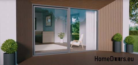 Drzwi okno przesuwne tarasowe balkonowe HSL 200x210cm lewe antracyt ciepłe