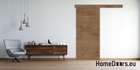 Drzwi przesuwne 70 naścienne ALFA dąb wotan 74+ system przesuwny