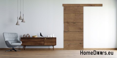 Drzwi przesuwne 80 naścienne ALFA dąb wotan 85 + system przesuwny Grube