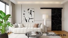 Drzwi przesuwne 80 naścienne ALFA marmur czarny 85+ system przesuwny