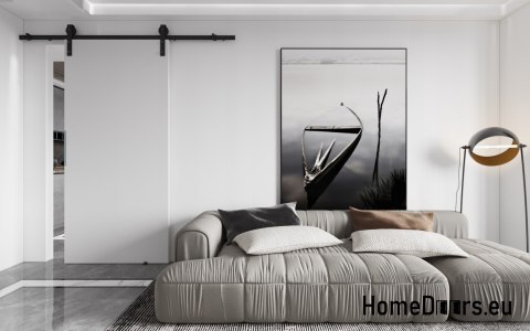 Drzwi przesuwne 90 naścienne ALFA LOFT P 01 Białe 95 + system przesuwny