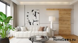 Drzwi przesuwne 90 naścienne ALFA dąb wotan 95 + system przesuwny-grube