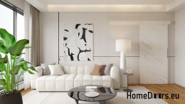 Drzwi przesuwne naścienne ALFA marmur biały 95 +system przesuwny Grube