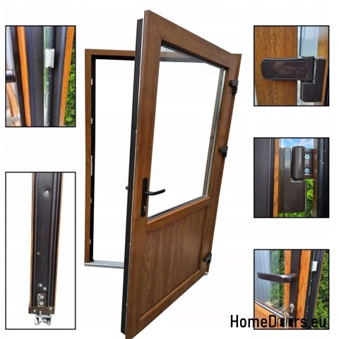 DRZWI ZEWNĘTRZNE PCV SKLEPOWE BIUROWE 100/210 ANTRACYT/BIAŁY PRZESZKLONE