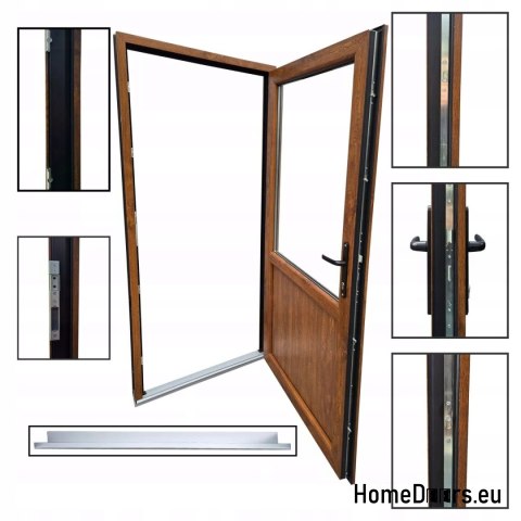 DRZWI ZEWNĘTRZNE PCV SKLEPOWE BIUROWE 110/210 ANTRACYT/BIAŁY PRZESZKLONE