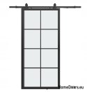 Drzwi przesuwne 90 Loft 8S FROST szklane stal czarne szyba mleczna od ręki