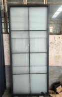 Drzwi przesuwne 90 Loft 8S FROST szklane stal czarne szyba mleczna od ręki