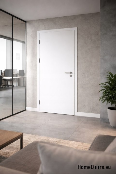 Drzwi wewnętrzne pokojowe biurowe gładkie białe Directo 80 Lewe od ręki