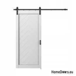 Drzwi wewnętrzne przesuwne Dubai 3,5 cm grube 90 Loft białe kpl z systemem