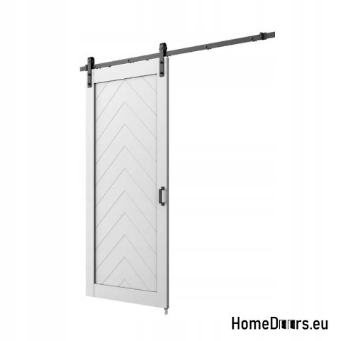 Drzwi wewnętrzne przesuwne Dubai 3,5 cm grube 90 Loft białe kpl z systemem