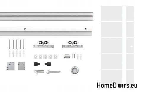 Drzwi wewnętrzne przesuwne szklane z prowadnicą 90 komplet 5S-95