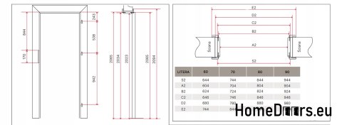 OŚCIEŻNICA REGULOWANA DO DRZWI WEWNĘTRZNYCH BIAŁA 100-140 mm