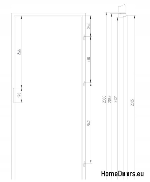 Ościeżnica stała biała MDF do drzwi wewnętrznych przylgowych, OD RĘKI