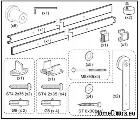 System przesuwny Loft A do drzwi 1 skrzydłowych
