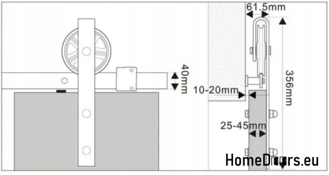 System przesuwny Loft C drzwi 1-skrzydłowe
